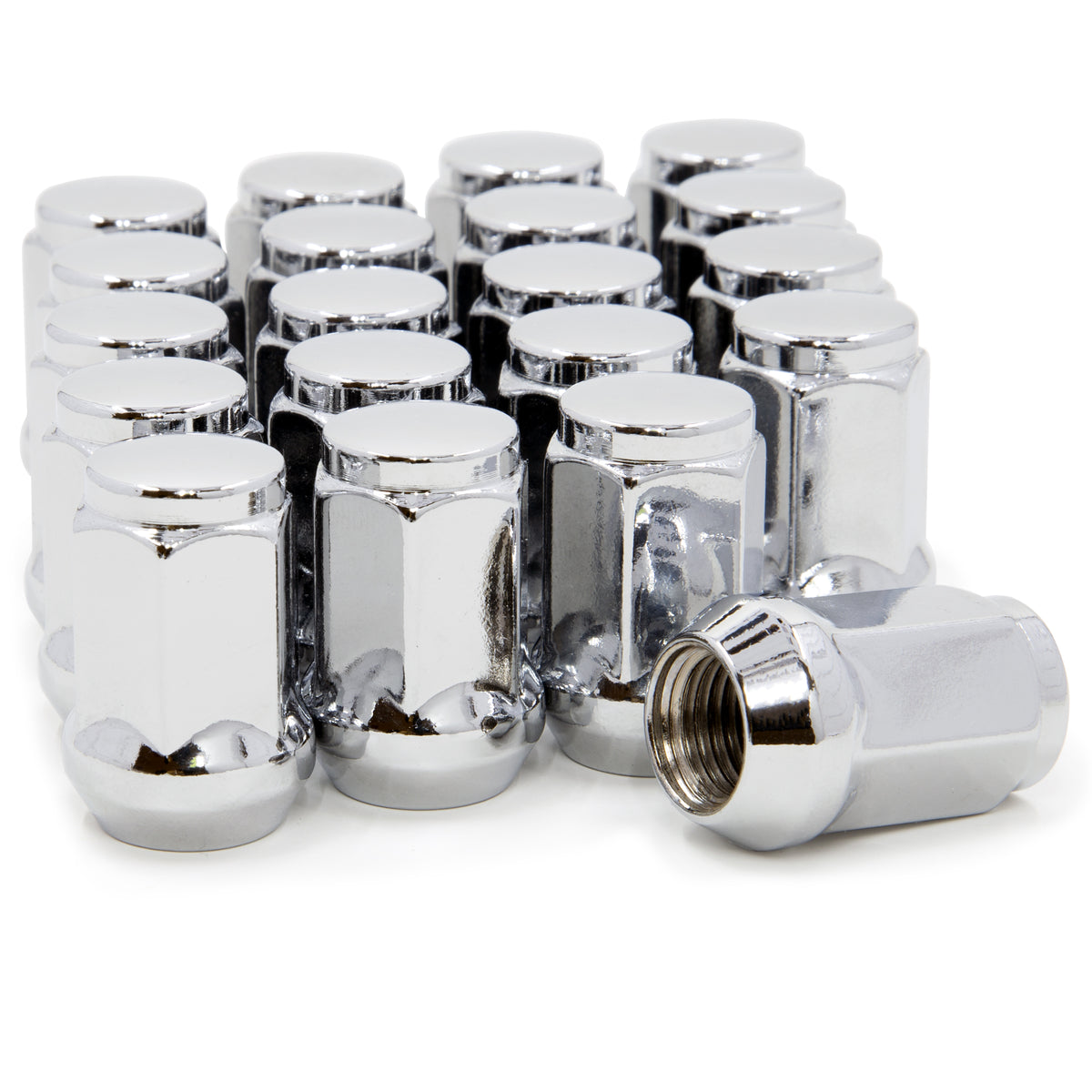 Excalibur 20-Pack Chrome Lug Nuts - 1/2-20 Left Hand Thread, Conical 60° Seat, Bulge Acorn - View #3