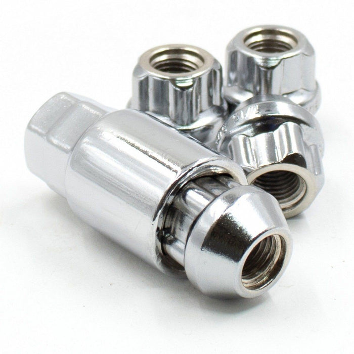 Locking Lug Nut Set 1/2-20 Open End Chrome Bulge Acorn