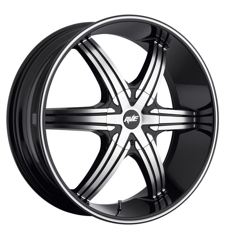 4 Avenue A606 22x8 Wheels 5x110 & 5x115 +40mm Black/Machined