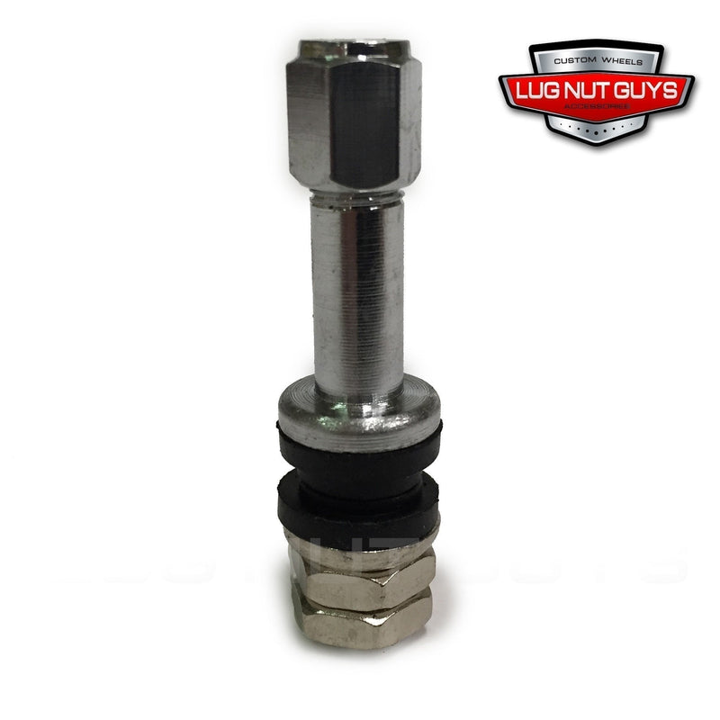 Chrome Valve Stems and Caps Metal Bolt-In Style Set of Four