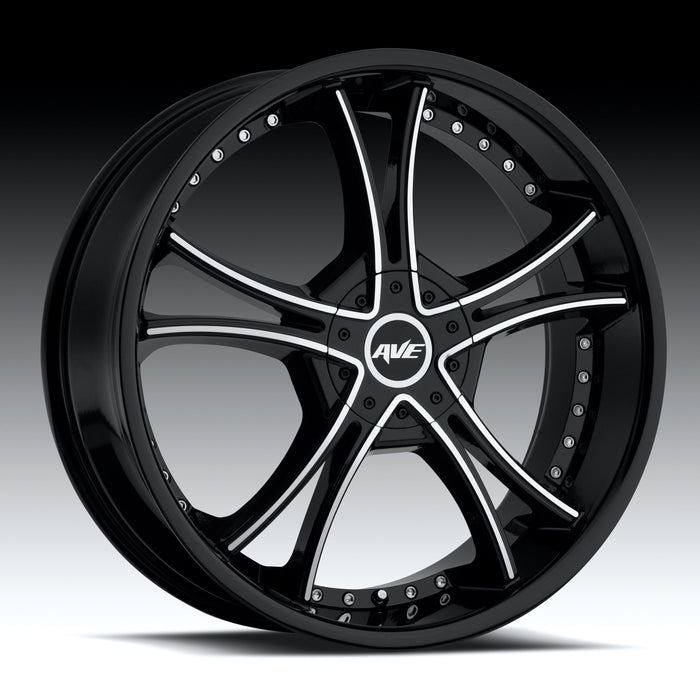 4 Avenue A604 20x8 Black with Machined Face Wheels 5x110 & 5x115 +40mm