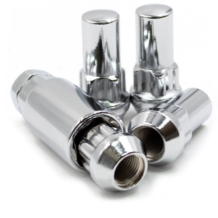 Locking Lug Nut Set 1/2-20 Chrome Bulge Acorn 1.90" Tall