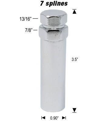 Spline Tuner Lug Nut Tool Key Chrome - Fits Most Small Diameter 6 Spline Lugs