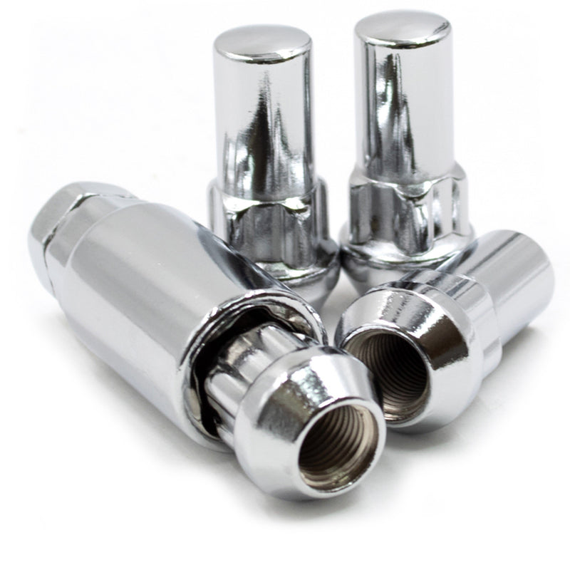 Locking Lug Nut Set 12x1.5 Chrome Bulge Acorn 1.72" Tall