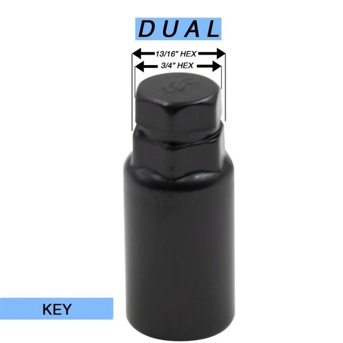 Locking Lug Nut Set 14x1.5 Black Bulge Acorn 1.90" Tall