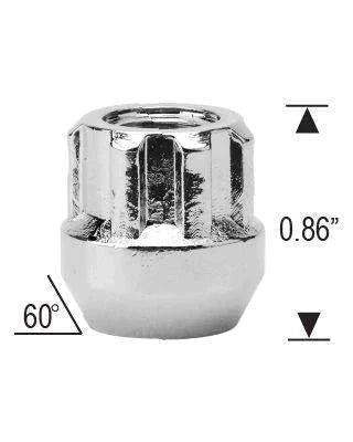 Locking Lug Nut Set 9/16-18 Open End Chrome Bulge Acorn