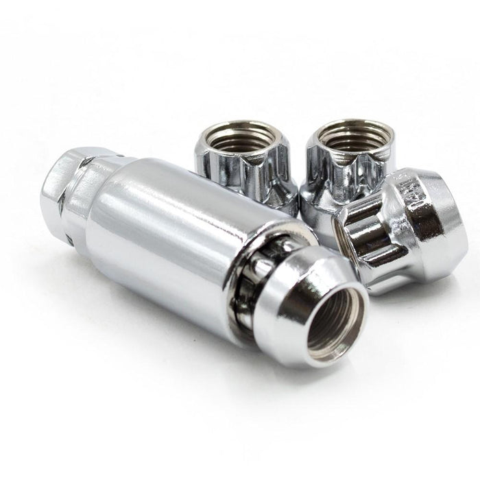 Locking Lug Nut Set 9/16-18 Open End Chrome Bulge Acorn