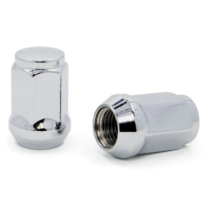 Bulge Acorn Lug Nuts 1/2-20 Chrome 3/4" Hex Flat Top