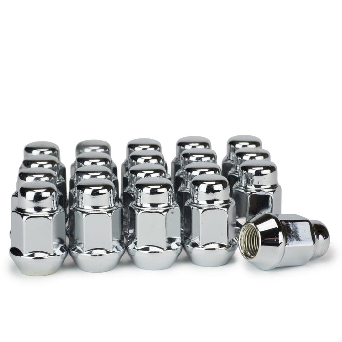 Bulge Acorn Lug Nuts 1/2-20 Chrome 3/4" Hex