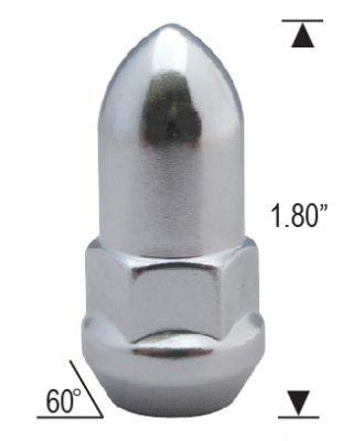 Bullet Bulge Acorn Lug Nuts 12x1.5 Chrome 3/4" Hex