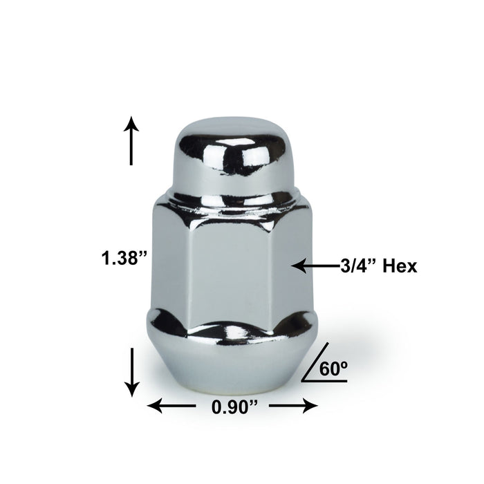 Bulge Acorn Lug Nuts 7/16-20 Chrome 3/4" Hex