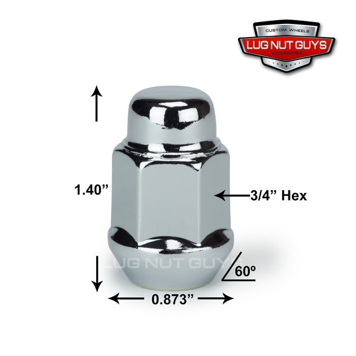 Bulge Acorn Lug Nuts 7/16-20 Chrome 3/4" Hex