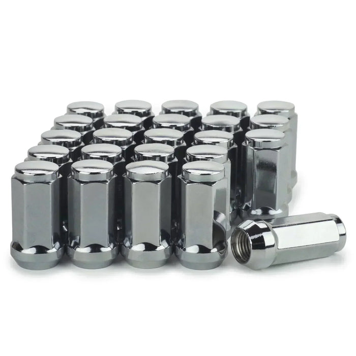 Bulge Acorn Lug Nuts 14x1.5 Chrome 3/4" Hex Flat Top 1.75" Tall