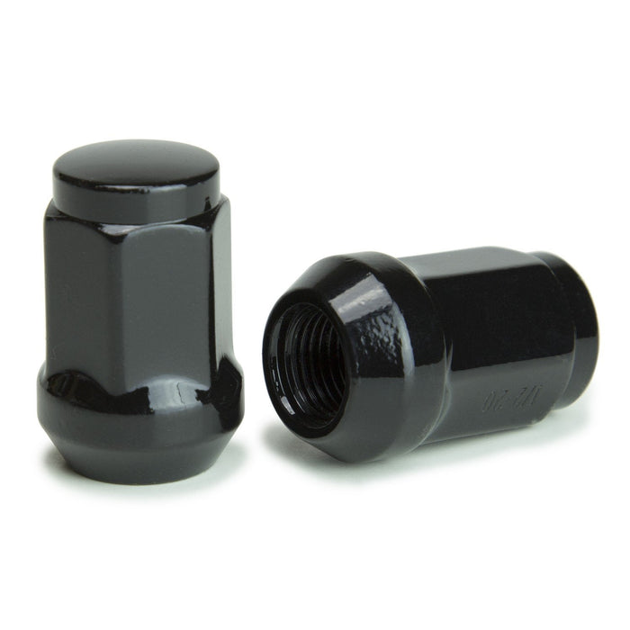 Bulge Acorn Lug Nut 12x1.25 Black 3/4" Hex Flat Top