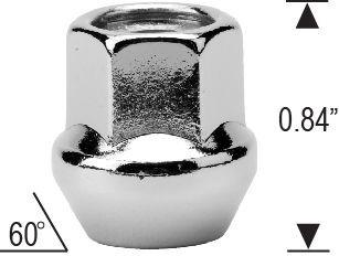 Open End Bulge Acorn Lug Nut 12x1.25 3/4" Hex