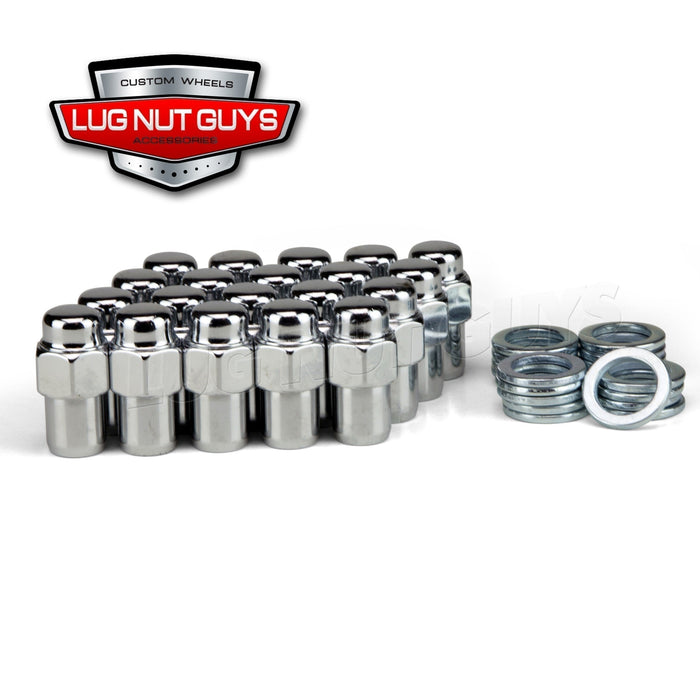 Standard Mag Lug Nuts 12x1.5 Left Hand Thread Round Top .75" Shank, Zinc Washer