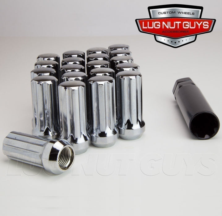 Spline Acorn Lug Nuts - 14x1.5 - Chrome 2" Tall