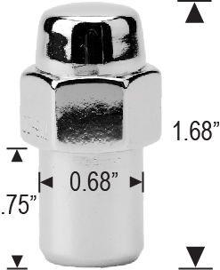 Standard Mag Lug Nut 1/2-20 Round Top .75" Shank, Zinc Washer