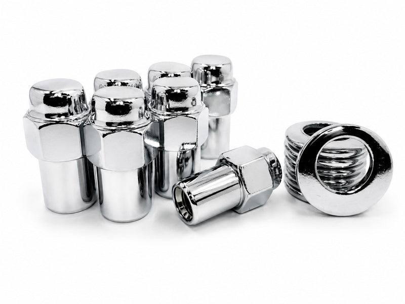 Standard Mag Lug Nut 12x1.5 Round Top .75" Shank, Cragar Offset Washer