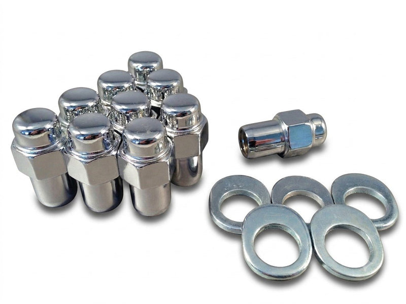 Standard Mag Lug Nut 12x1.5 Round Top .75" Shank, Keystone Offset Washer