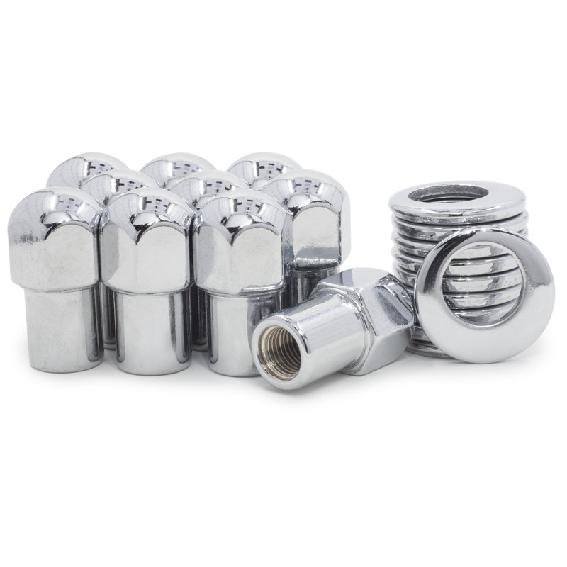 Standard Mag Lug Nuts 12x1.25 Dome Top .75" Shank, Cragar Offset Washer