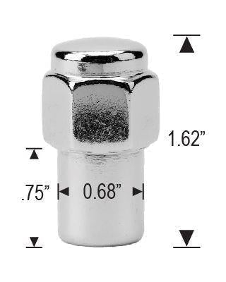 Standard Mag Lug Nuts 1/2-20 Flat Top .75" Shank, Cragar Center Washer