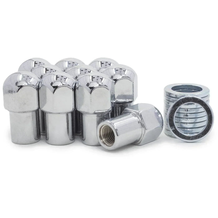 Standard Mag Lug Nuts 1/2-20 Dome Top .75" Shank, Zinc Washer