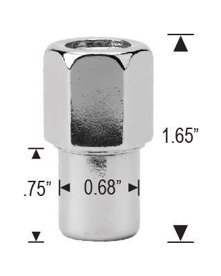 Standard Mag Lug Nuts 12x1.5 Open End .75" Shank, Zinc Washer