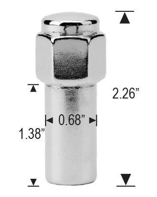 SST XL Mag Lug Nut 1/2-20LH Flat Top 1.37" Shank, Cragar Center Washer