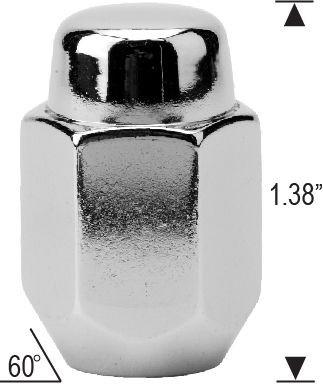 Standard Acorn Lug Nut 12x1.5 Chrome 13/16" Hex