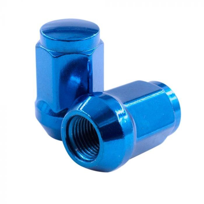 Bulge Acorn Lug Nut 1/2-20 Blue 3/4" Hex Flat Top