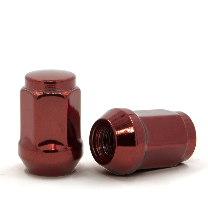 Bulge Acorn Lug Nut 1/2-20 Red 3/4" Hex Flat Top