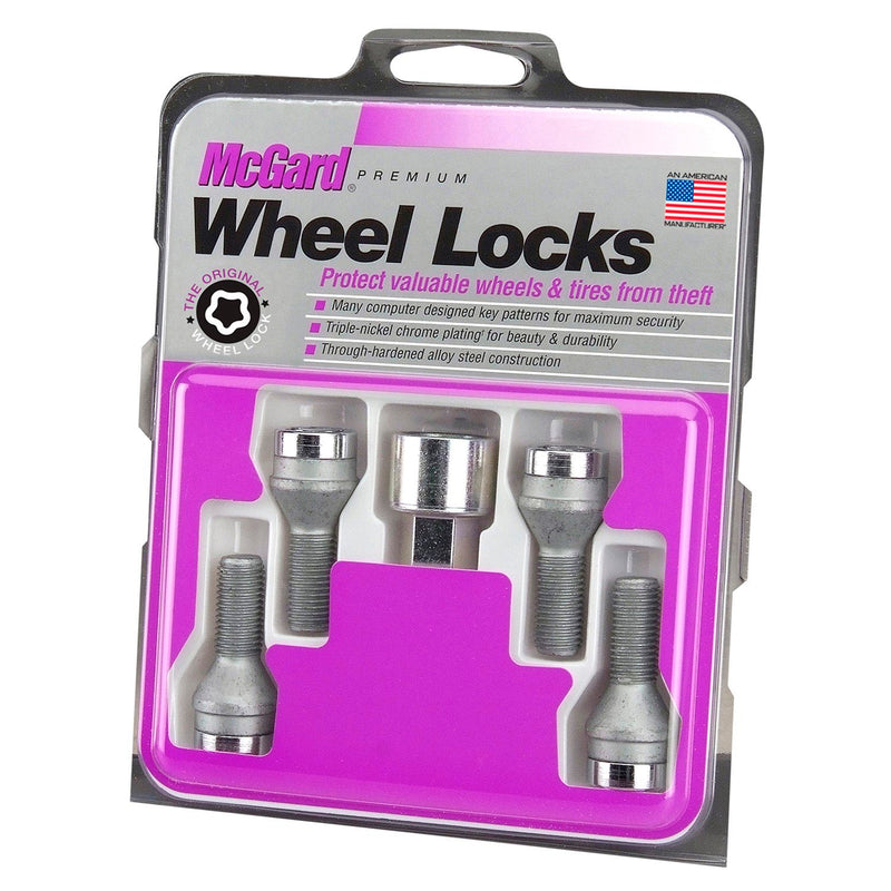 McGard 27179 Locking Lug Bolts - 12x1.5 - Cone Seat - 25.5mm Shank - Set of Four with Key