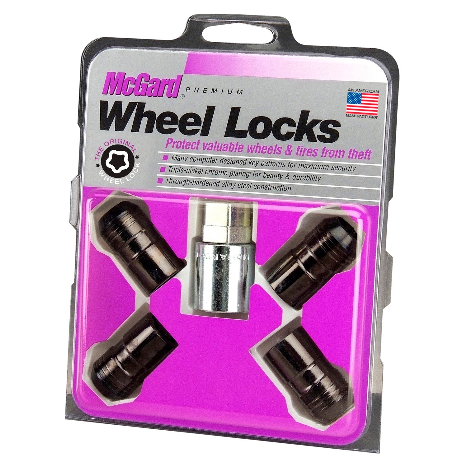McGard Wheel Locks 24216 M14x1.5 ロックナット McGard 24216 Locking Lug Nut Set - 14x1.5 Cone Seat - Black — Lug