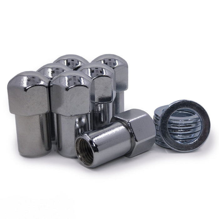 Duplex Mag Lug Nuts 1/2-20 Chrome 1.0" Shank 0.75" Diameter 7/8" Hex with Washers