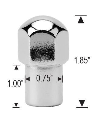 Duplex Mag Lug Nuts 7/16-20 Chrome 1.0" Shank 0.75" Diameter 7/8" Hex with Washers