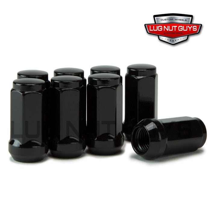 Bulge Acorn Lug Nut 12x1.75 Black 3/4" Hex Flat Top 1.9" Tall