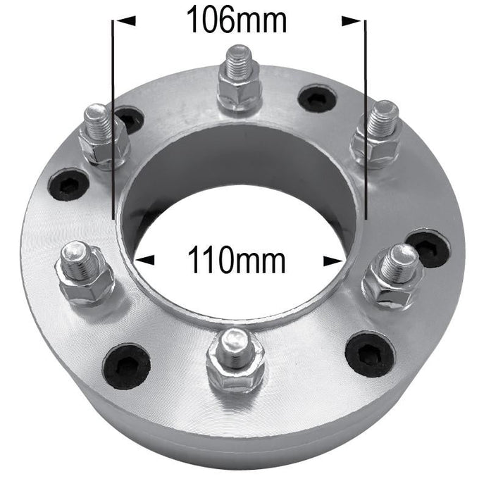 Wheel Adapter - Converts 5 Lug 5x150 to 6 Lug 6x5.5 - 2" Thick 12x1.5 Studs 110mm Hub 106mm Hub Lip