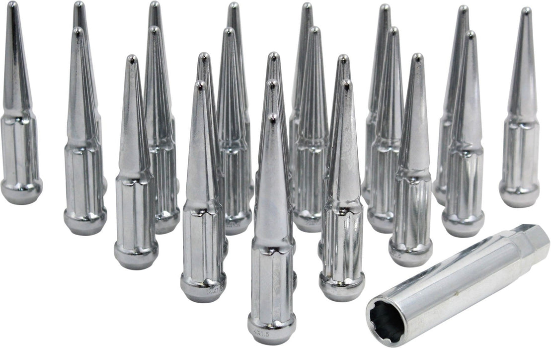 Spline Drive Spike Acorn Lug Nut Chrome 14x1.5 4.4" Long