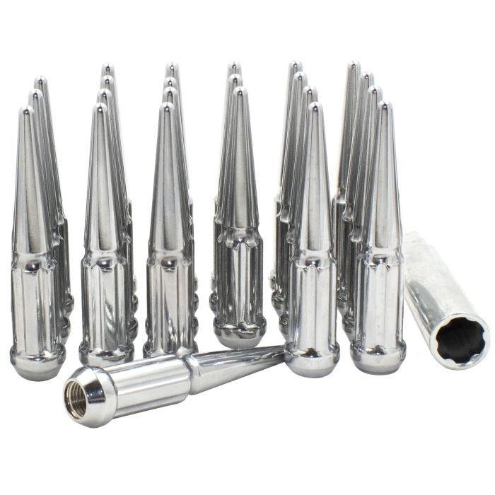 Spline Drive Spike Acorn Lug Nut Chrome 14x1.5 4.4" Long