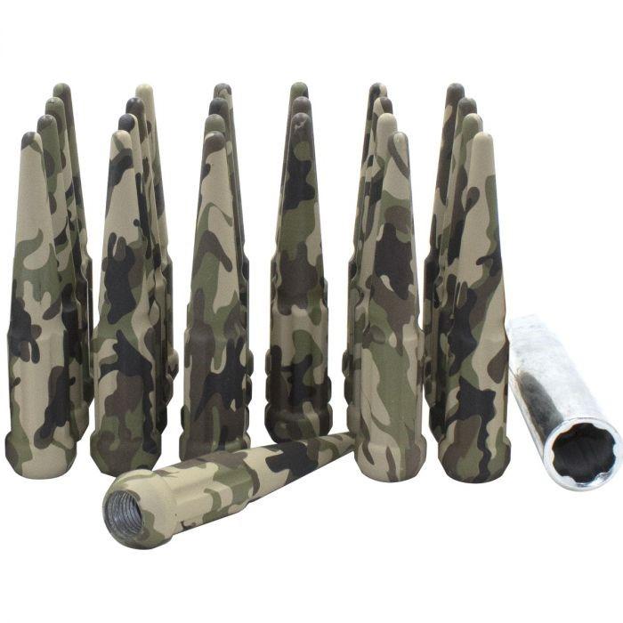 Spline Drive Spike Acorn Lug Nut Camo 14x1.5 4.4" Long