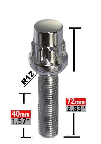 Locking Lug Bolts Wheel Locks Radius Seat 12x1.5 Chrome 40mm Shank