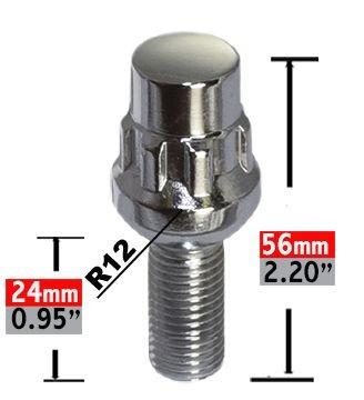 Locking Lug Bolts Wheel Locks Radius Seat 12x1.5 Chrome 24mm Shank