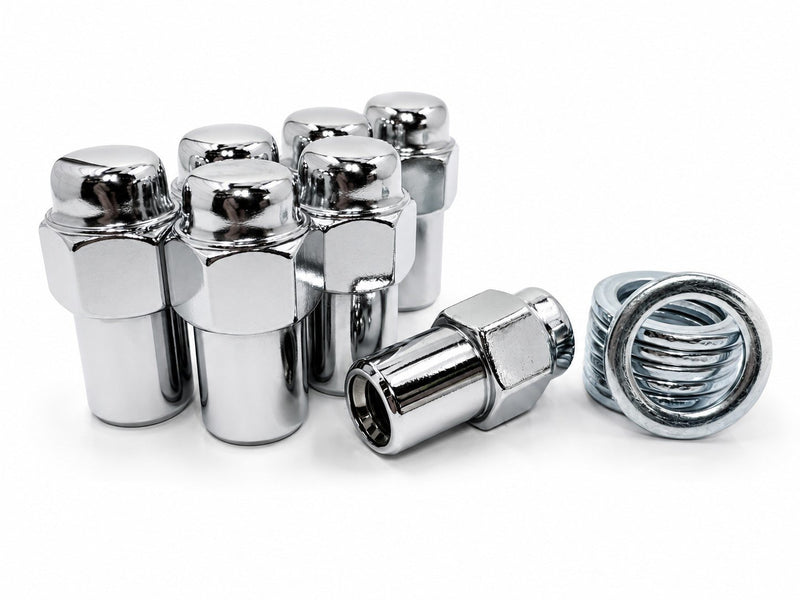 Standard Mag Lug Nuts 12x1.5 Left Hand Thread Round Top .75" Shank, Zinc Washer