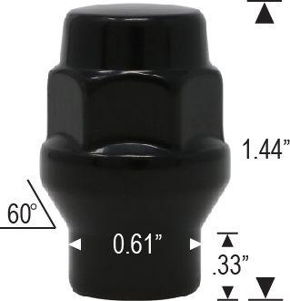 ET Style Bulge Acorn Lug Nuts 12x1.5 Black