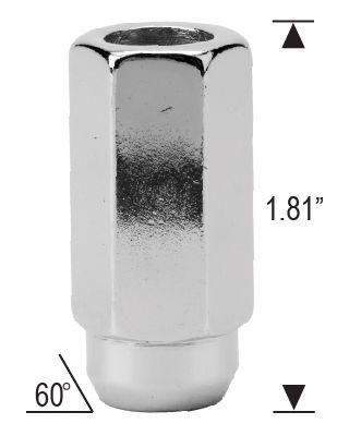 Lug Nuts Open End Duplex Acorn 5/8-18 XL 1.81" Tall Chrome 7/8 Hex
