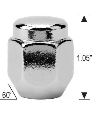 Standard Acorn Lug Nuts 1.05" Tall 7/16-20 Chrome 13/16" Hex