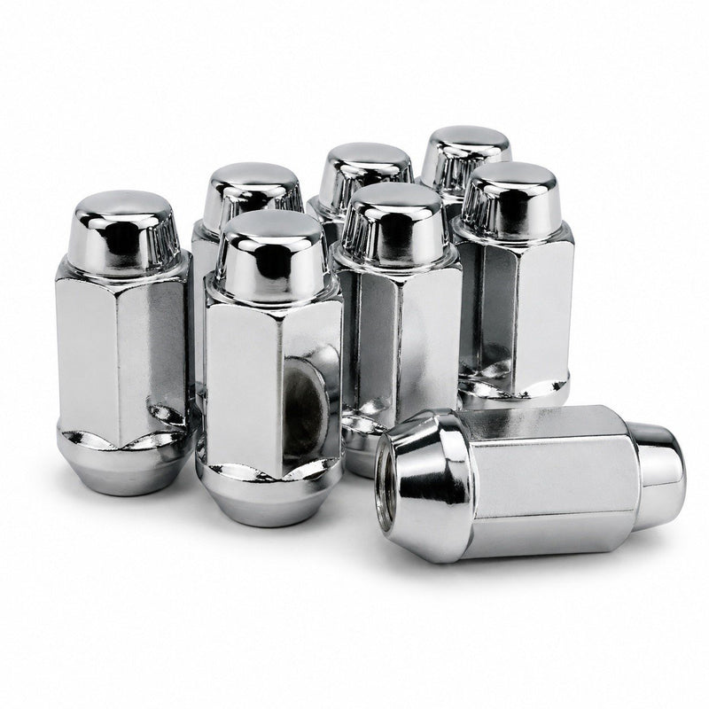 Bulge Acorn Lug Nut 1/2-20 Chrome 13/16" Hex Flat Top 1.9" Tall