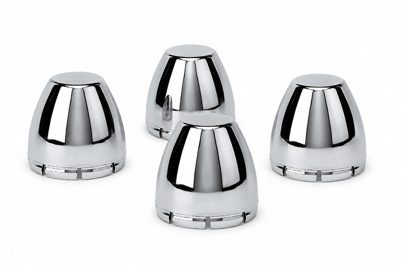 4 Chrome Center Caps Bullet Dome Style 3.22" Wheel Bore