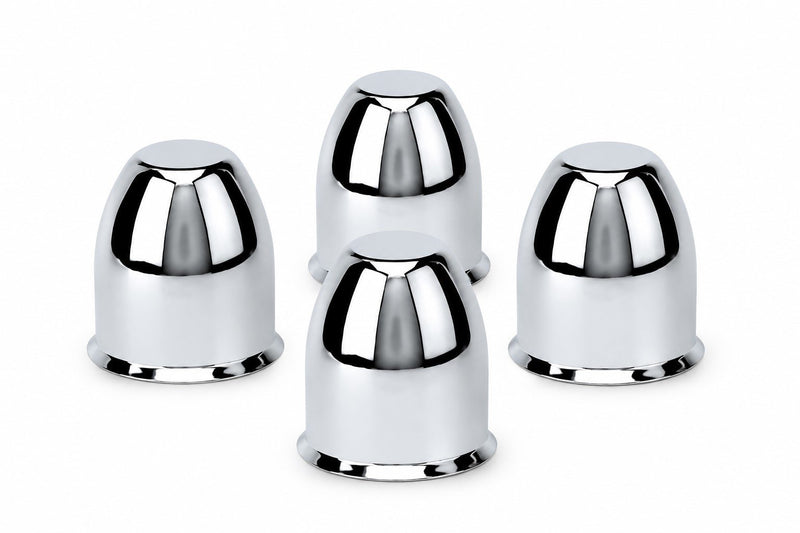 4 Chrome Center Caps Bullet Dome Style 3.22" Wheel Bore
